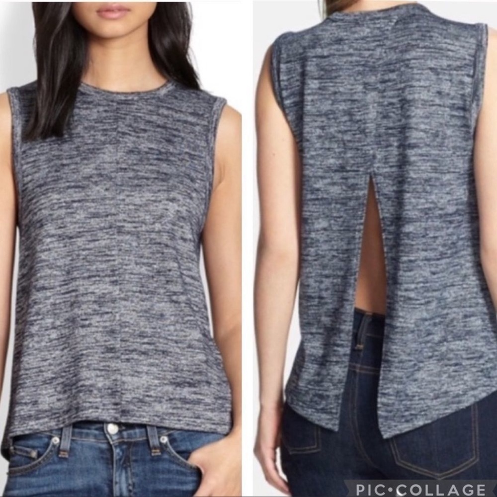 Rag & Bone Jean Marled Gray & Black Slit Back Tank Top